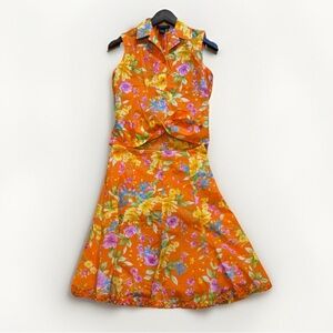 Vintage Jones NY 2 Piece Floral Cotton Button Tank and Skirt